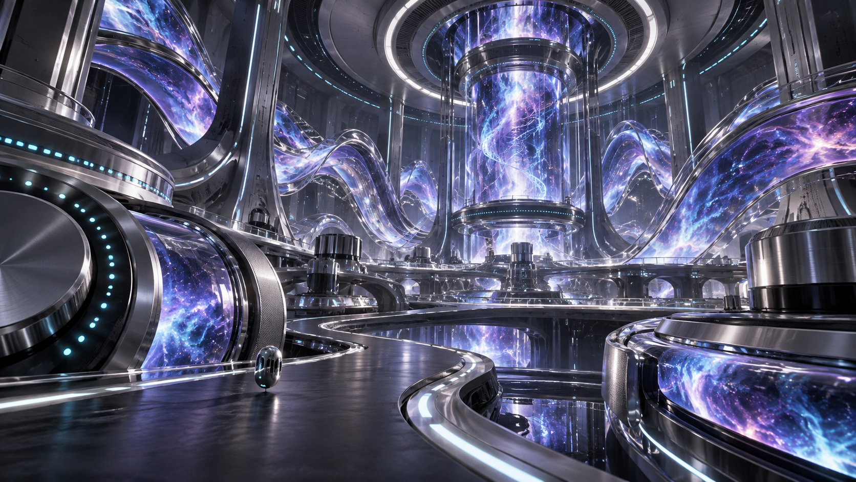 Chrome and cosmic instrument world concept art